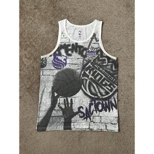 Mens Tank Top NBA Sacramento Kings Art Style, Basketball Streetwear, Size S